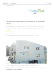 Hydrosaat AG ist umgezogen